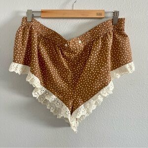 ANTHROPOLOGIE Brown Polka Dot Lace-Trim Women's Shorts